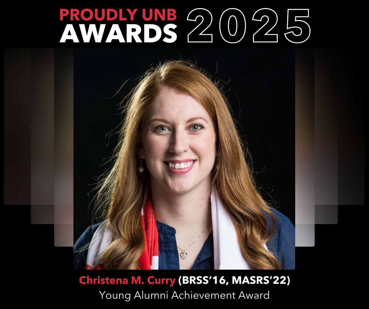 Congrats to Christena M. Curry (BRSS'16, MASRS'22) on receiving a 2025 Young Alumni Achievement Award!

See the full list of recipients and plan to join us in Saint John on April 11 for the Proudly UNB Awards Celebration Dinner! unb.ca/proudlyunb/