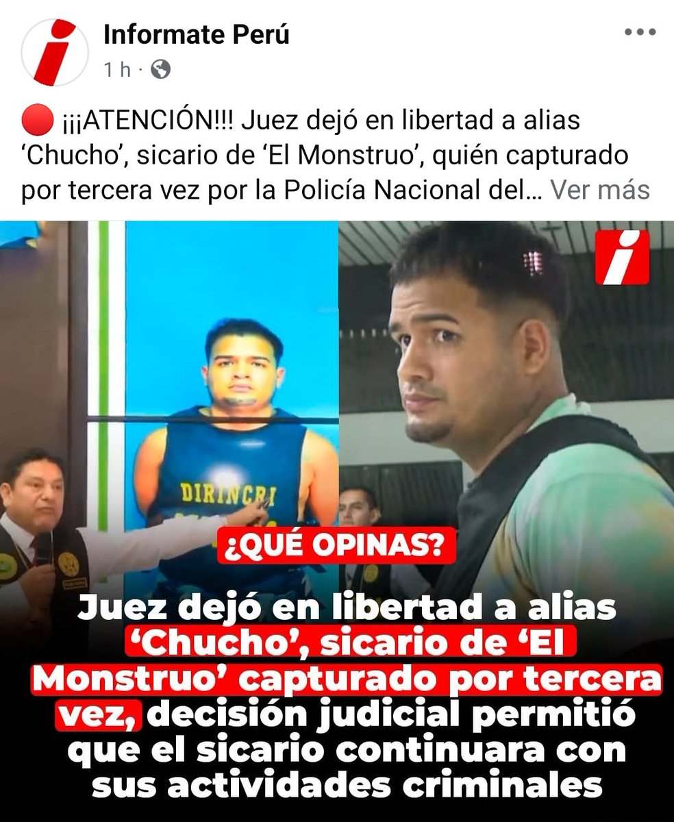 Que opinas ? Noticia de hoy día..
Así traigan a Batman...si no se cambia éste podrido PJ y Ministerio Público ésto continuará.