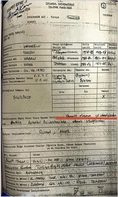 Ekrem İmamoğlu‘nun usulsüz olarak yatay geçiş yaptığı diploması iptal edildi.  ortaokulu Trabzon Özel Köşk Orta okulunda iki senede bitirdiği üniversiteye verdiği kendi beyanında mevcut.  bu gidişte İmamoğlu lise değil diploması ilköğretime kadar düşecek gibi geliyor. #Diploma