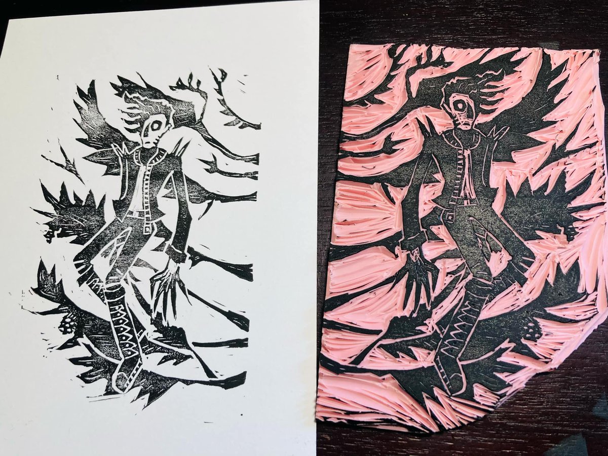 We're now taking orders for a limited batch of Diggory Graves linocut prints! 

They're printed by hand on heavy cardstock, signed, and numbered, and they cost $30 (with all shipping and packaging included). We're only producing 30! 

hellofromthehallowoods.com/print-orders