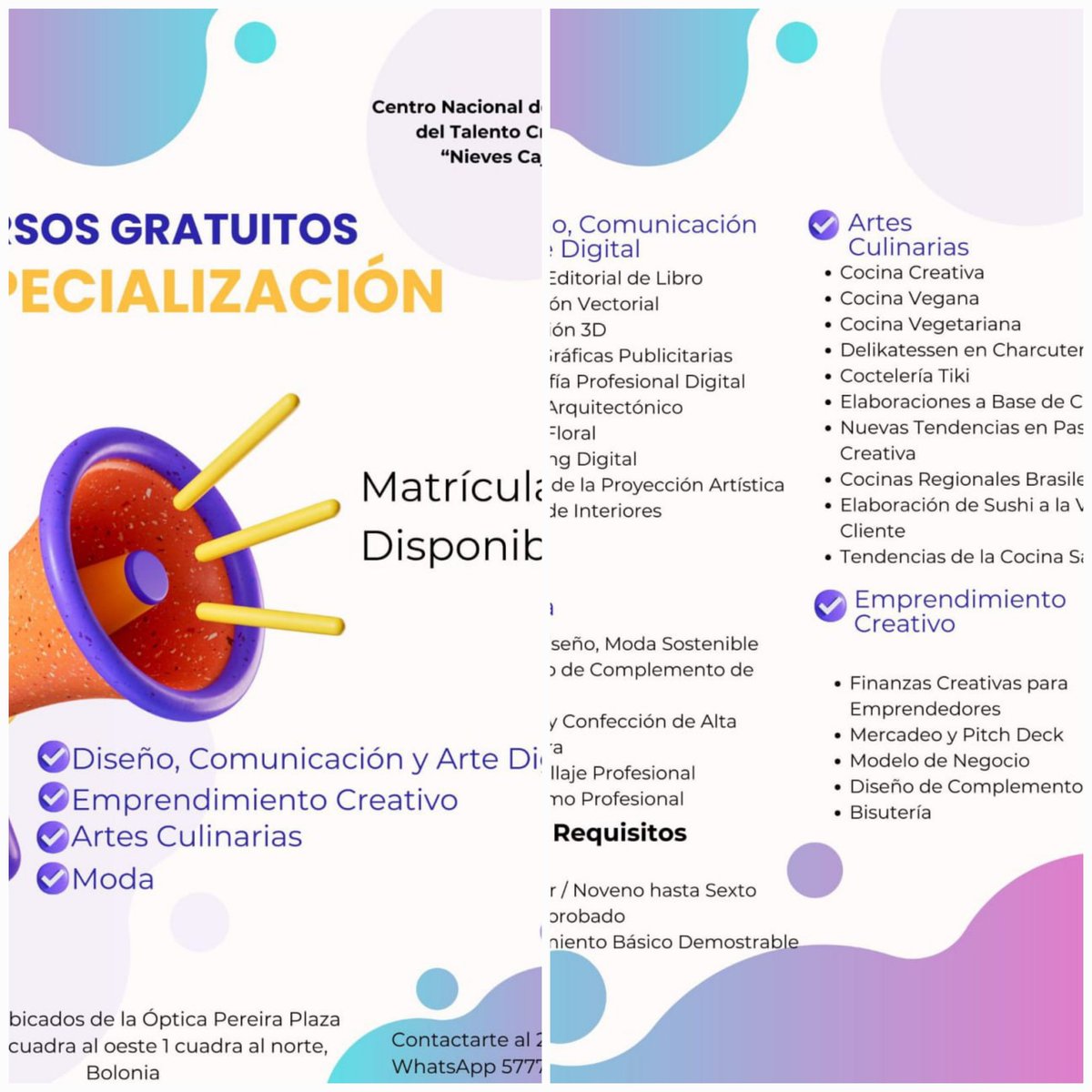 💥CURSOS GRATUITOS DE ESPECIALIZACION

👉MATRÍCULAS DISPONIBLES

📍Óptica Pereira. Plaza España 1 C. Oeste, 1C. Norte

☎️22666878
RRSS: WhatsApp 57771207

<a href="/Atego16/">@🅰🆃🅴🅶🅾 🇳🇮</a>
<a href="/RDRFSLN_/">RDRFSLN_🇳🇮❤🖤</a>
<a href="/SicxfredoToledo/">Sicxfredo Toledo</a>

#UnidosEnVictorias #AvanzandoEnRevolución