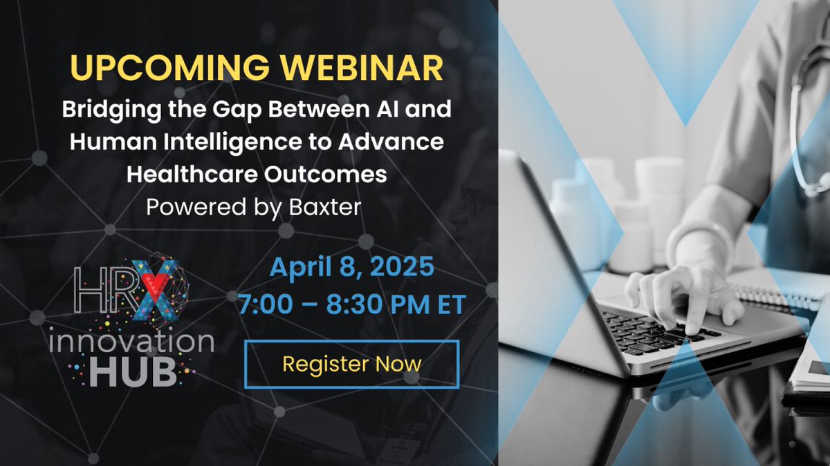 HRX (@experiencehrx) on Twitter photo AI cannot replace the critical role of human expertise, particularly when it comes to patient care.
Join this live session on April 8, powered by HRX Innovation Partner <a href="/Baxter_intl/">Baxter International</a>, to explore how healthcare outcomes may be advanced in collaboration with AI.
Save your seat AI cannot replace the critical role of human expertise, particularly when it comes to patient care.
Join this live session on April 8, powered by HRX Innovation Partner <a href="/Baxter_intl/">Baxter International</a>, to explore how healthcare outcomes may be advanced in collaboration with AI.
Save your seat