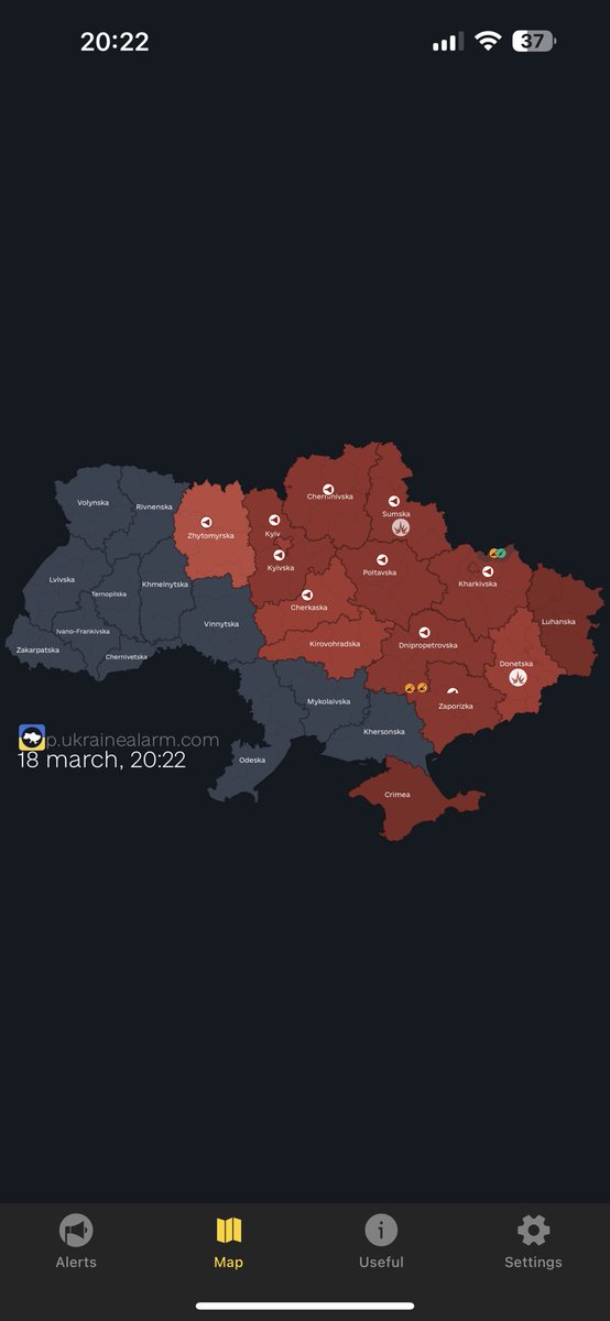 Air alarm in Ukraine. Hours after Trump’s conversation with Putin, and announcement of ceasefire on critical infrastructure, Russian drones and missiles strike large parts of #Ukraine.