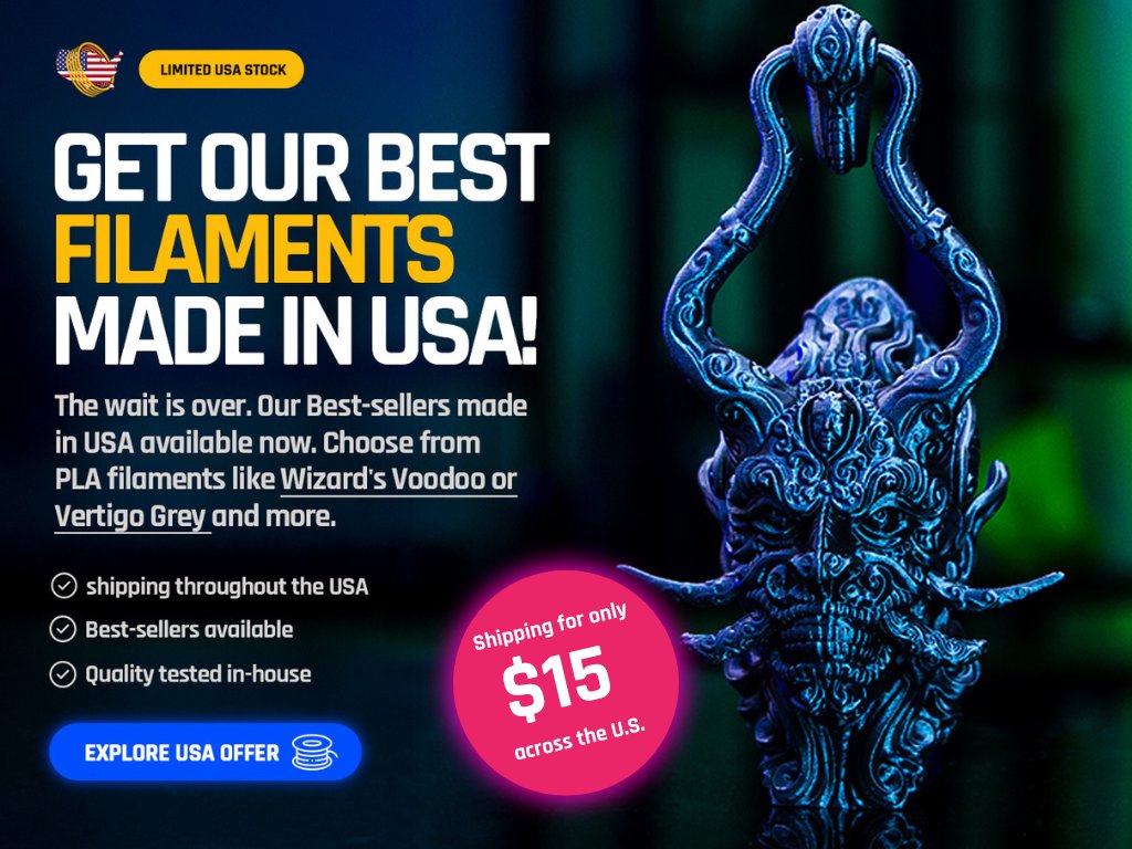 🚨 Fillamentum Made in USA – Limited Edition! 🇺🇸

Same premium quality, now Made in the USA &amp; shipping fast! 🚀

✅ Best sellers, AMS-ready
✅ Flat-rate US shipping – just $15
⏳ Limited stock – don’t miss out!

Shop now 👉 fillamentumusa.com 

#3Dprinting #MadeInUSA