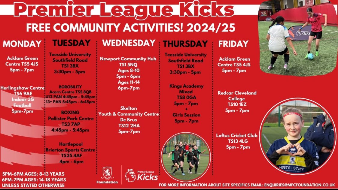 OverfieldsPri's tweet image. Premier League Kicks 
Free Girls Football opportunities. 
enquires@mfcfoundation.co.uk