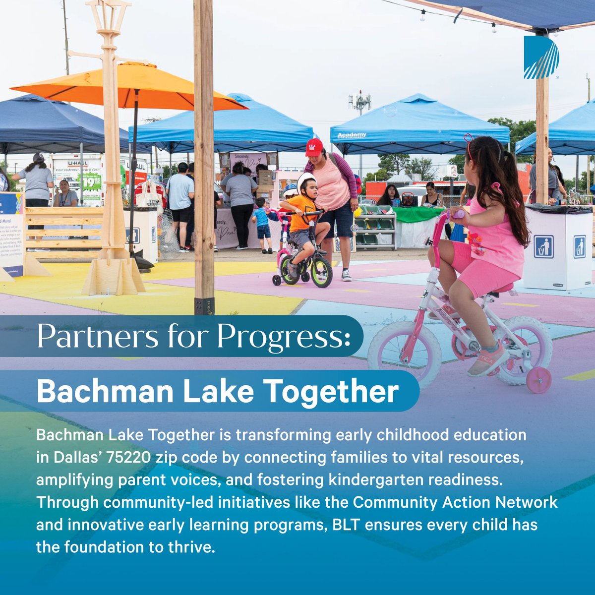 The Dallas Foundation has been a proud partner of Bachman Lake Together since its inception, working to create lasting change in early childhood education in Dallas’ 75220 zip code. 

Learn more about our partnership and BLT’s incredible work.

bit.ly/4iw6vXo