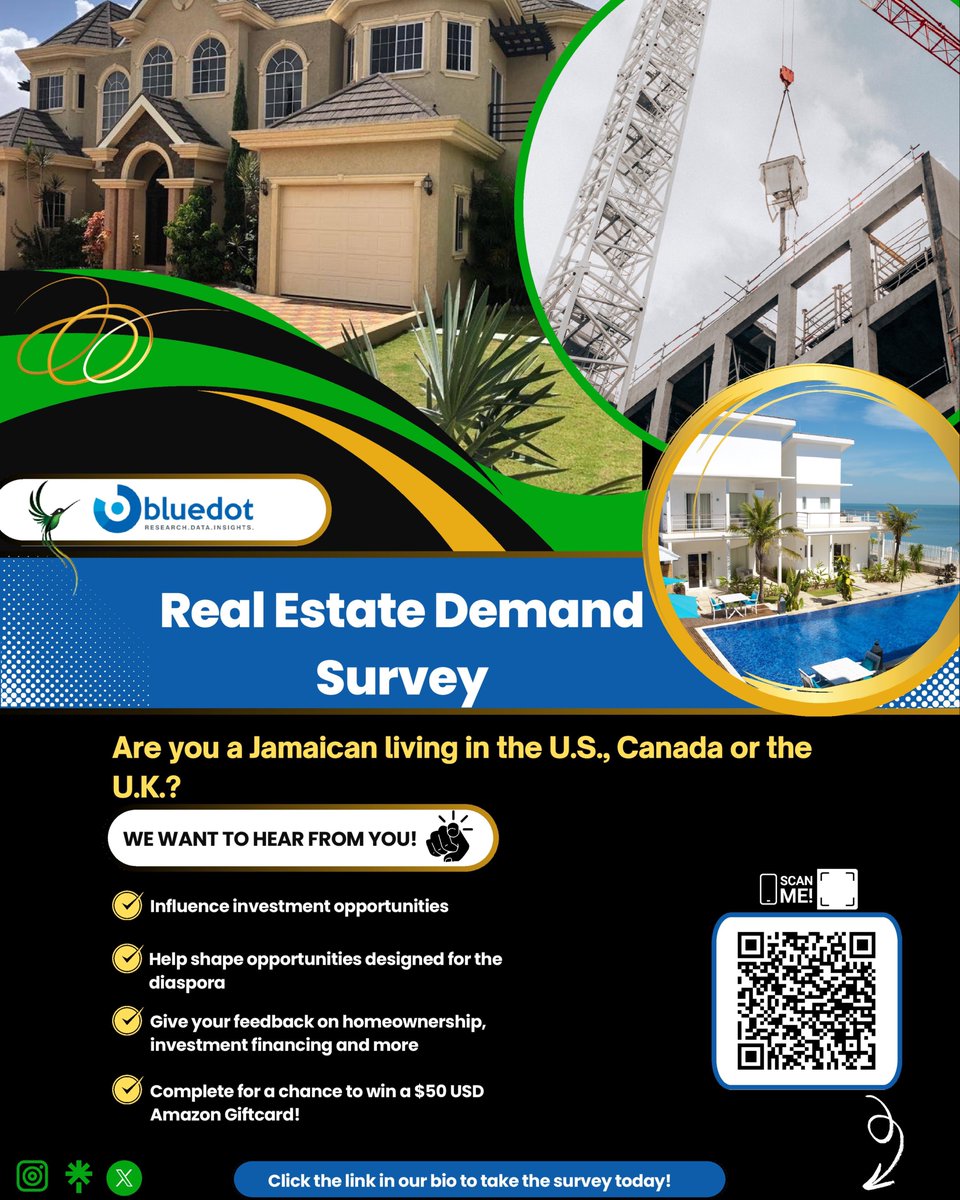 Are you a Jamaican living in the U.S., Canada or the U.K.? Complete our housing demand survey today! Click the link in our bio to participate.
