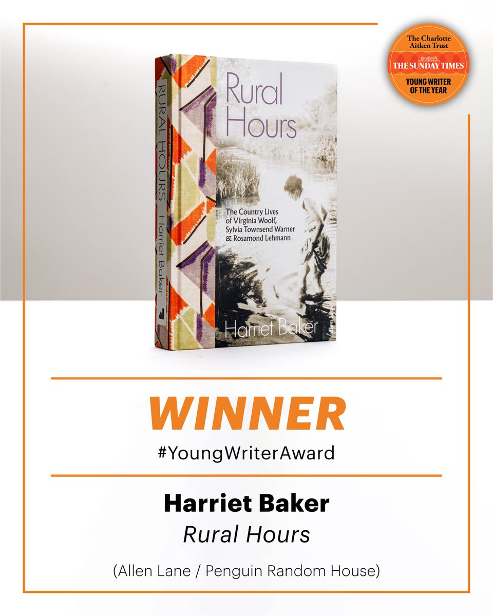 The winner of the 2024 #YoungWriterAward is...

Harriet Baker for #RuralHours.

Harriet joins an illustrious list of writers for her eloquent first book on three visionary writers who were forever transformed by moving to the country. Published by <a href="/AllenLaneBooks/">Allen Lane</a>.