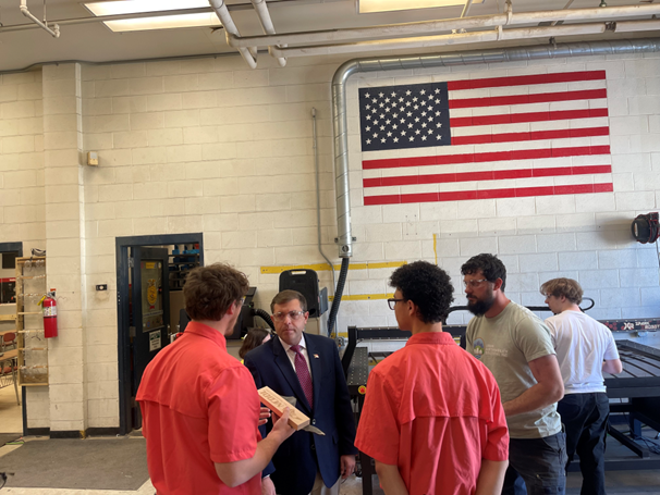 NCDOL's tweet photo. What a great way to celebrate National Ag Day! @NCDOL Commissioner Luke Farley visited students and faculty @millbrookmagnet Sustainable Agriculture Academy this afternoon.

Did you know that @millbrookmagnet started an agricultural education program in 1977. The program has grown over the past 48 years to include 3.5 teachers and pathways in Agricultural Mechanics, Animal Science, Horticulture and Sustainable Agriculture.

The program is also in its second year of an agriculturally focused Career Academy where students are able to earn industry credentials and gain hands-on experiences. One of the Agriculture teachers at Millbrook High School, Ryan Berglund, is currently serving as the Wake County Public Schools Teacher of the Year.

Thank you @PrincipalBrian, teachers, and students for a fun and informative afternoon!
#NationalAgricultureDay #WCPSS