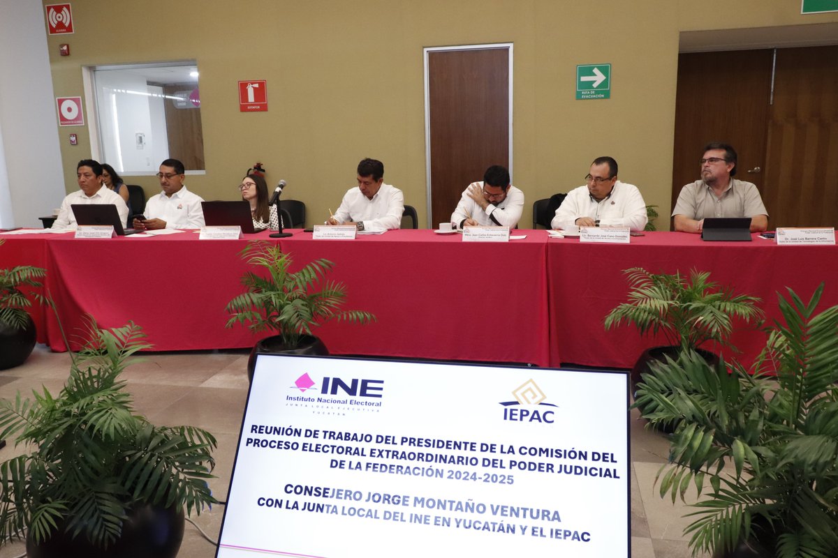 El presidente de la Comisión del  #PEEPJF2025 del <a href="/INEMexico/">@INEMexico</a>, <a href="/Montano_Ventura/">Jorge Montaño Ventura</a> encabezó una reunión con integrantes del <a href="/INEYucatan/">@INEYucatán</a>  y <a href="/IEPACYucatan/">IEPAC Yucatán</a>, a fin de evaluar diversos aspectos del proceso electivo de Magistraturas, así como de juezas y jueces locales en #Yucatán
