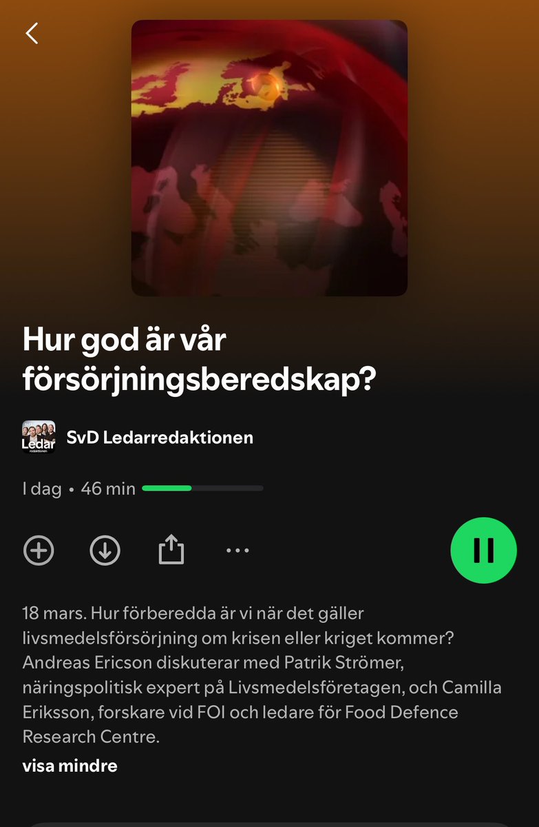 Fick äran att gästa SvD Ledarredaktionen och svara på frågor om livsmedelsberedskap och vad som görs.
Alltid lika kul att få komma till tals. Finns på SvD och där poddar finns.