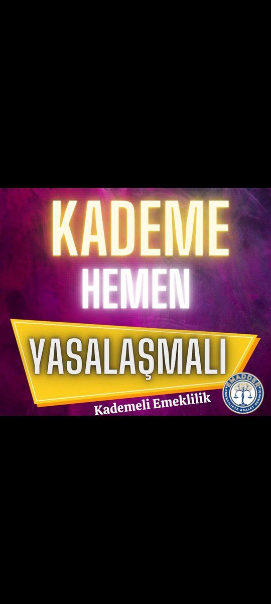 Selam arkadaşlar kademe derhal yasalaşmali #KademeHemenYasalaşmalı