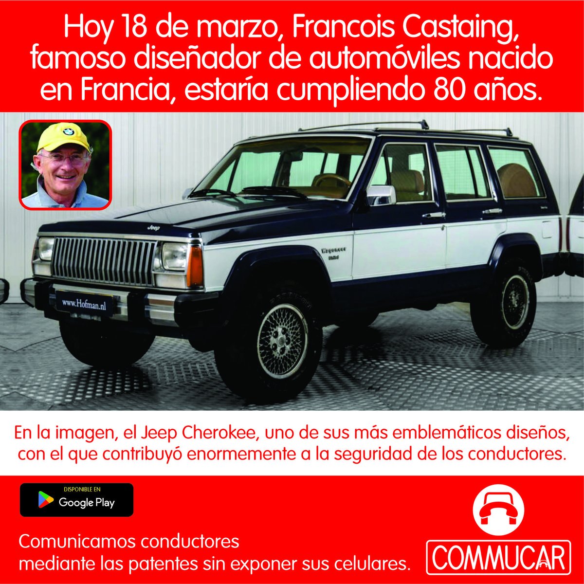 commucar's tweet image. Conmemoramos el nacimiento de Francois Castaing, famoso diseñador francés de automóviles que en cada una de sus creaciones, tal como hacemos en Commucar, la seguridad de los conductores fue un objetivo primordial.
