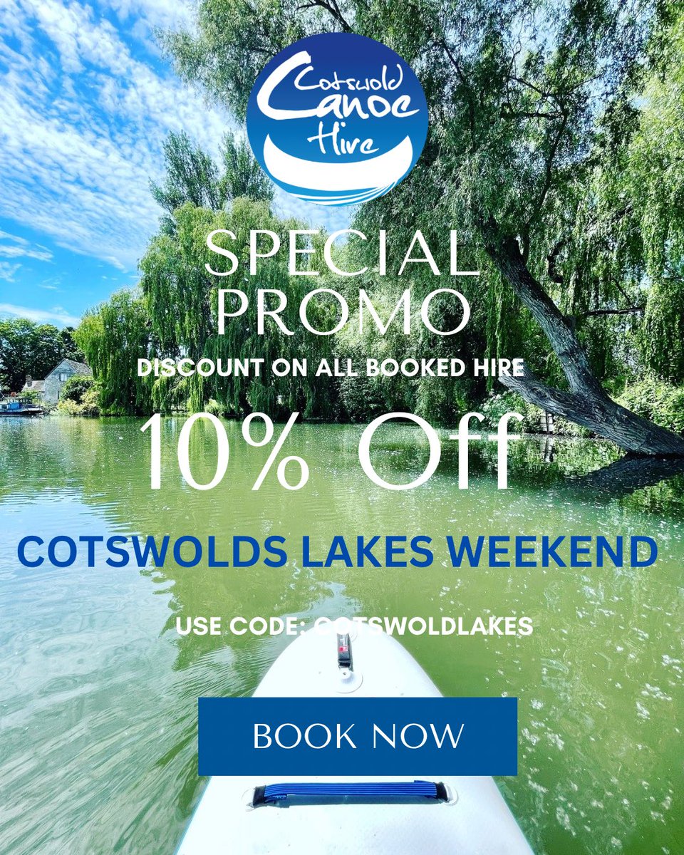 canoethethames's tweet image. Join us on the very first Cotswolds Lakes Day on 29th March, where many activity providers, cafes and eateries will have special offers and discounts.
Check out Cotswold Lakes for updates.
#cotswolds
#cotswoldstourism