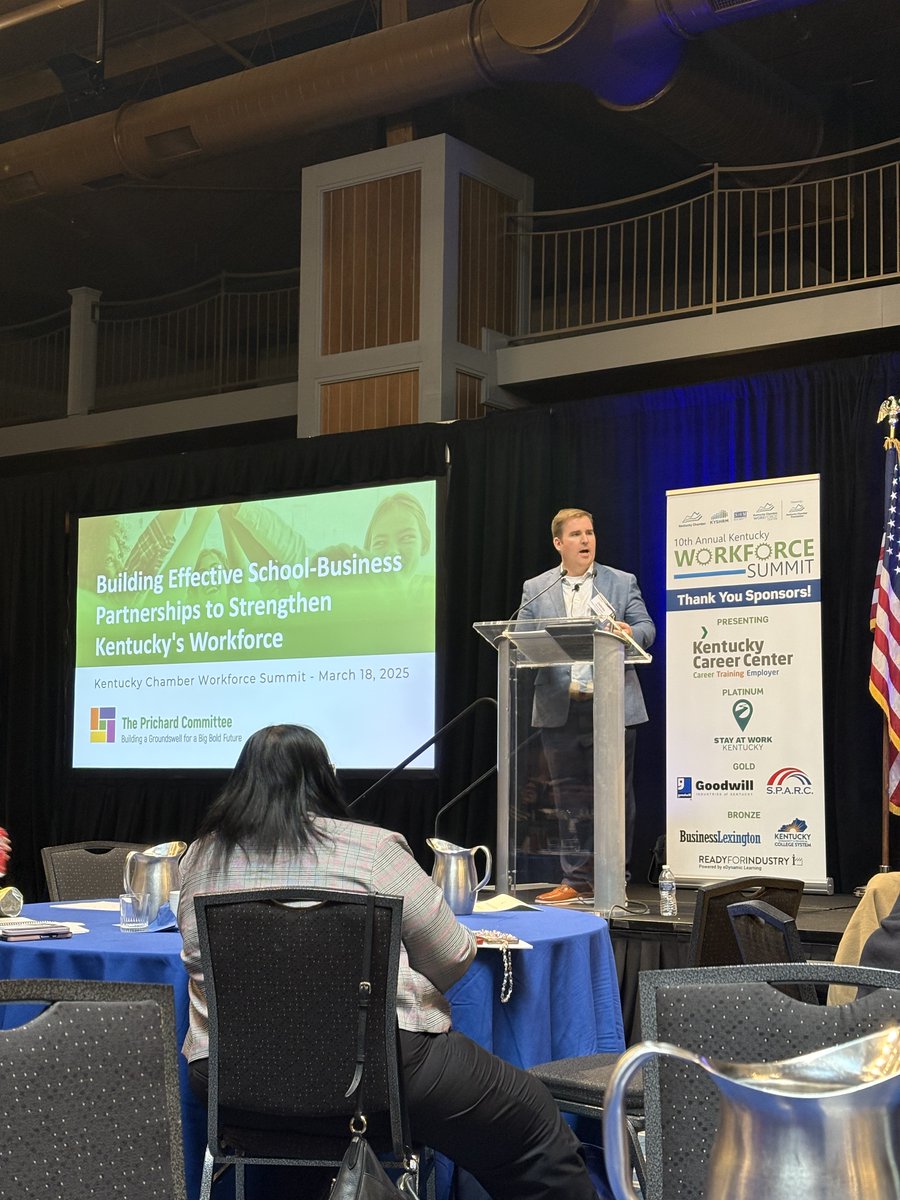 PrichardCom's tweet photo. The Prichard Committee’s Director of Policy for Meaningful Diplomas, Delaney Stephens, joined a panel of educators and business leaders at the Kentucky Workforce Summit to discuss the importance of business-school partnerships in developing essential workplace skills needed by Kentucky’s workforce.

Recent data from the Kentucky 2024 Meaningful Diploma Employer Survey highlights a key opportunity: while 84% of employers recognize school partnerships as vital for workforce development, only 20% report having frequent interactions with schools.

“We sat down with business owners and had the typical ‘kids these days’ conversation about the workforce coming up. But then we said ‘who is going to fix it?’ Well it’s us. We have to get involved.” - Meredith Rozanski, Executive Vice-President of Operations, Bowling Green Area Chamber of Commerce

#MeaningfulDiplomas #CommunityEngagement #KentuckyEducation