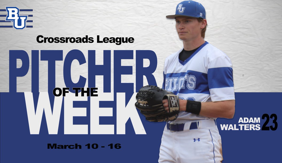 Congratulations to Adam Walters on being named this weeks Crossroads League Pitcher of the Week!