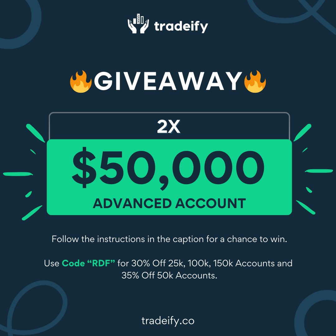 🚨 LAST CHANCE - GIVEAWAY!!🚨

I've teamed up with <a href="/TradeifyFunding/">Tradeify</a> to giveaway TWO 50k Accounts!

To enter:

1️⃣ Follow me and <a href="/TradeifyFunding/">Tradeify</a> 
2️⃣ Like this post ❤️
3️⃣ Retweet this post🔁
4️⃣ Tag 3 friends

Code RDF = best deals
 
Winners picked March 21st! 
GOOD LUCK!

$ES $NQ