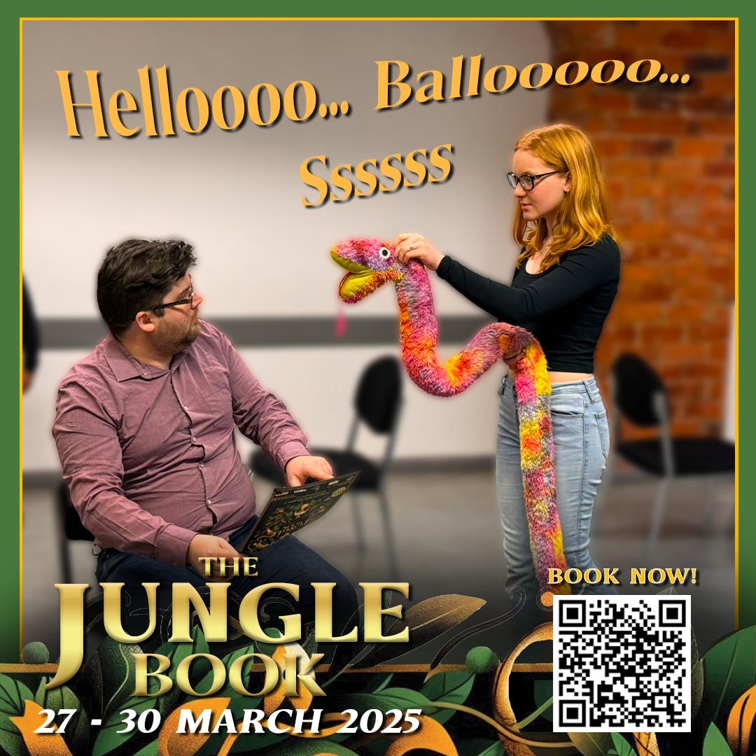 Balloo &amp; Kaa the snake in rehearsals!🐍🐻

Our puppeteer is using a practice snake - we don't want to give away the actual show puppet! Kaa is much bigger and more hypnotisssing...😵‍💫

Trust in usssss...come see
The Jungle Book!
<a href="/carriageworks_/">Carriageworks Theatre</a> Theatre, Leeds
Thu 27-Sun 30 March🐍
