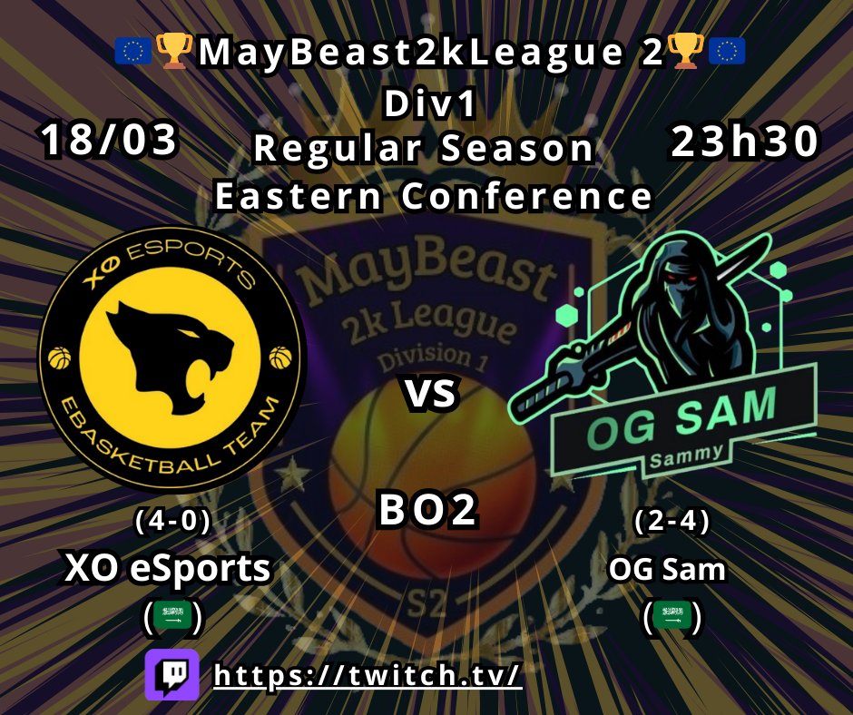 MayBeast2k's tweet image. A rescheduled match, and not just any match a 100% Saudi clash in Division 1.

@XOEsportsSA, still undefeated in this group, faces #OGSam, who is making a strong comeback and aims to keep his streak going.

Find out the result at 11:30 PM!