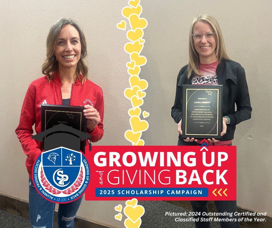 Did you know that with your support, our March 'Growing Up and Giving Back' campaign helps recognize outstanding Certified and Classified Staff Members of the Year with cash awards, alongside senior scholarships? Consider making a #donation bit.ly/3P3VKyZ.