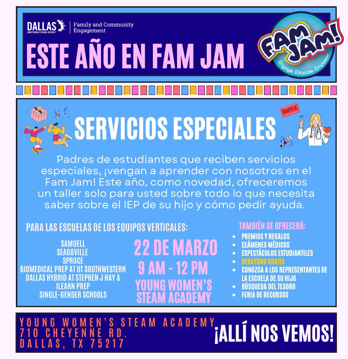 Students if you stop by our booth you can sign up for a free Jean day pass. Look for Ms. Navarro or Ms. Gutierrez.

Estudiantes, si pasan por nuestro stand, pueden inscribirse para obtener un pase gratuito de un día para Jean. Busquen a la Sra. Navarro o a la Sra. Gutiérrez.