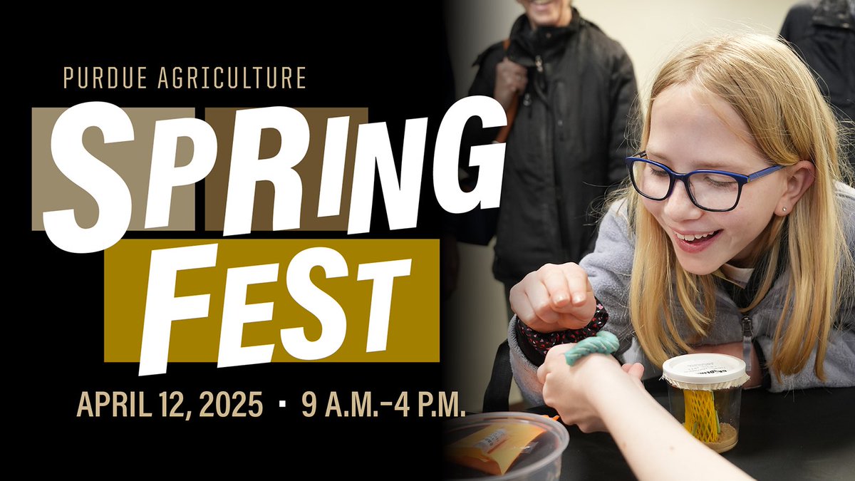 Purdue Agriculture (@purdueag) on Twitter photo Celebrate agriculture with the whole family at #PurdueSpringFest on April 12! Explore <a href="/LifeAtPurdue/">Purdue University</a>'s campus and enjoy petting zoos, STEM demos and hands-on activities, the Bug Bowl and more. #NationalAgricultureDay
ag.purdue.edu/news/2025/03/2… Celebrate agriculture with the whole family at #PurdueSpringFest on April 12! Explore <a href="/LifeAtPurdue/">Purdue University</a>'s campus and enjoy petting zoos, STEM demos and hands-on activities, the Bug Bowl and more. #NationalAgricultureDay
ag.purdue.edu/news/2025/03/2…