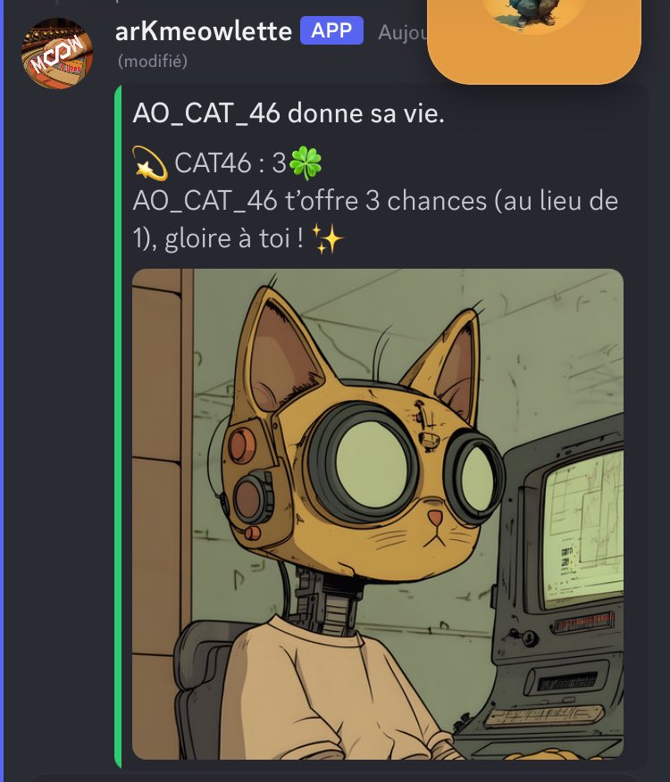 MGBR08's tweet photo. @arKsOdyssey
Pour le tirage au sort final, mon cat a ces chances multipliés par trois grâce au bot du Discord des @CryptoBarjOs 🐱🐱🐱
#Game by @CryptoBarjOs
#arKsOdySSey #NFT @AbstractChain #MultichainAdventure #mint @Freeexyz @FreeeOnAbstract @0xPolygon https://t.co/Qq3A8lTvWd
