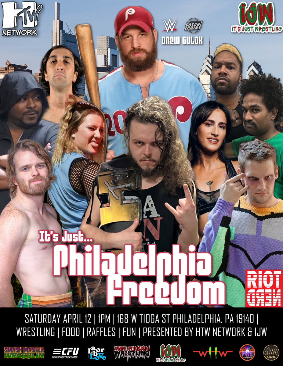 Come hang out block-party-style on April 12th at 1pm in Philly for pro wrestling, food, contests, raffle, etc. FREE and no other way to spend the afternoon. Put on by our partner HTW Network and IJW.