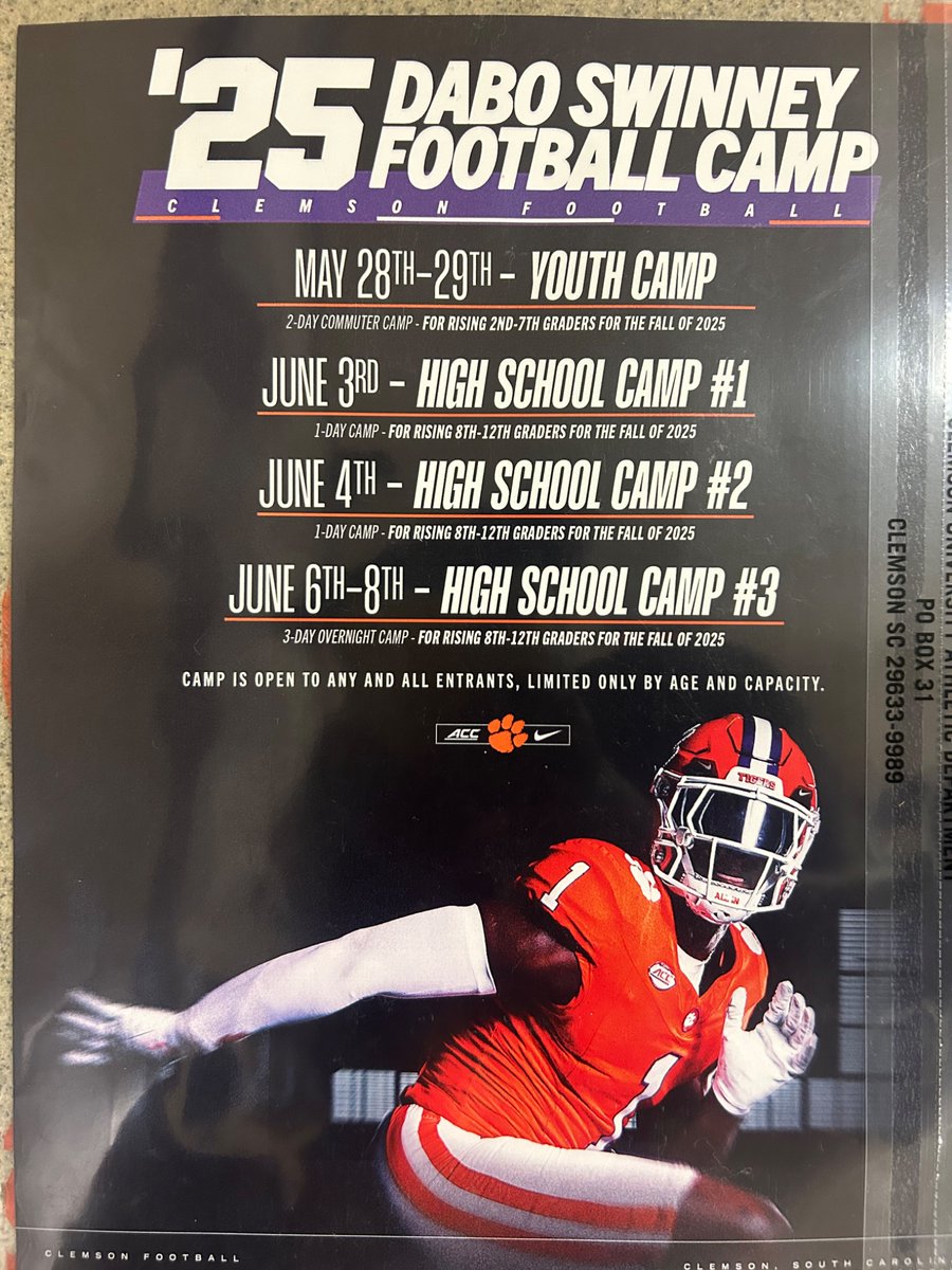 Thank you <a href="/ClemsonFB/">Clemson Football</a> <a href="/Coach_TomAllen/">Coach Tom Allen</a>  for the camp invite. <a href="/Coach_LaFavers/">Rick LaFavers</a>