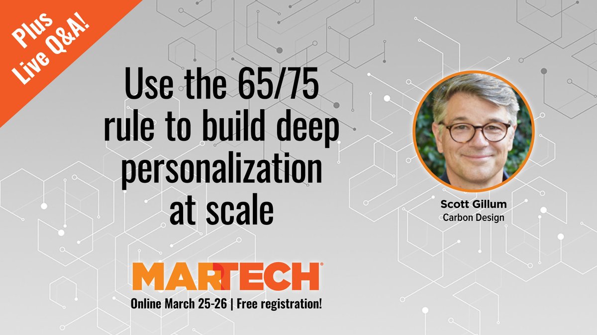 MarTechConf's tweet photo. Deep personalization is possible -- without breaking the budget. https://t.co/NguZqxkKms
#MarTechConf https://t.co/LXfzg74Fbu