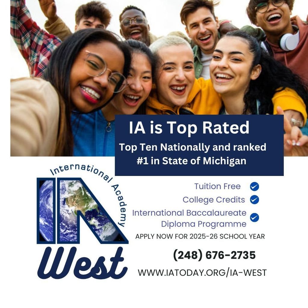 HuronValleyNews's tweet image. At International Academy West, we don’t just learn—we explore, innovate, and lead. 💡🌍
Applications for next school year are OPEN! 🎉
💻 Learn more: iatoday.org/ia-west
📅 Apply today!
#IAWest #IBEducation #ExcellenceInLearning #CollegeReady