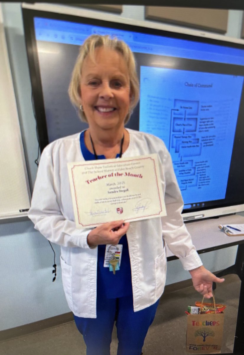 Congratulations to Sandy Stegall, selected Teacher of the Month for March 2025! She is our star HHA instructor who diligently prepares students for the healthcare industry. We are so proud of you Ms. Sandy!