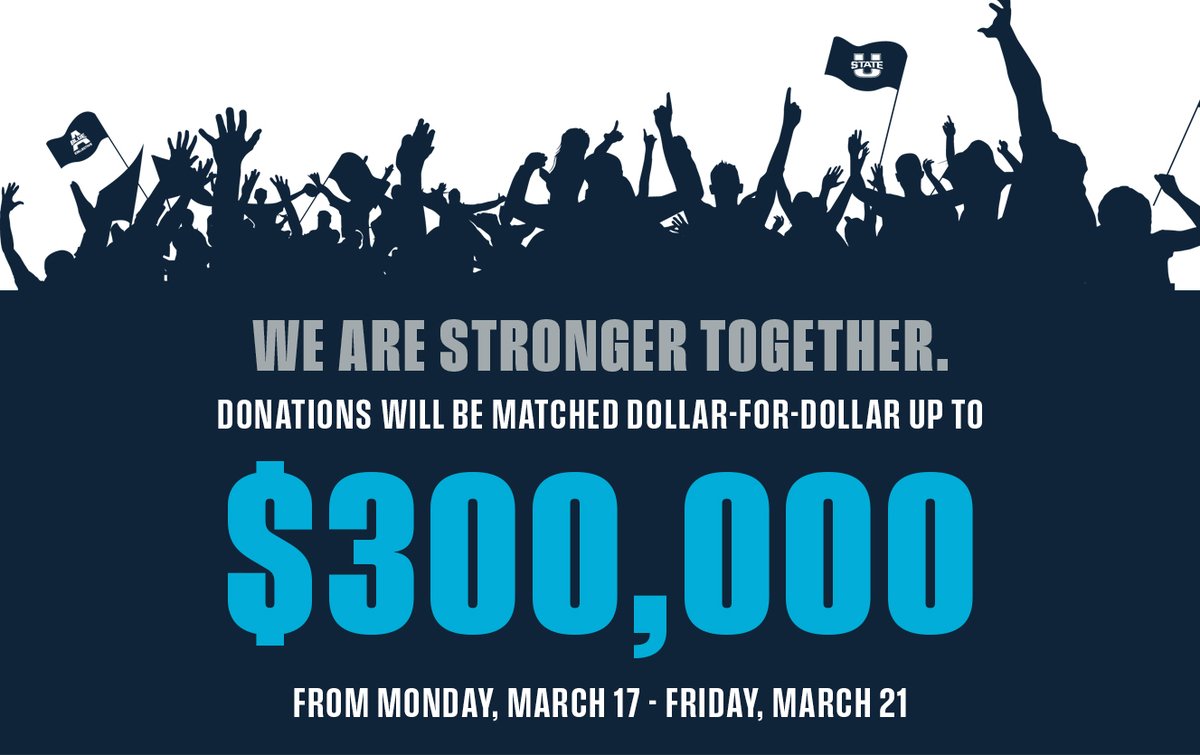 BigBlueClub_USU's tweet image. Match Madness has begun!

Thanks to three generous Aggie families, all gifts to @blueacollective will be matched dollar-for-dollar up to $300,000 through Friday, March 21—doubling your impact!

Donate here: qrfy.io/r/DRaIKZedWI

#AggiesAllWay