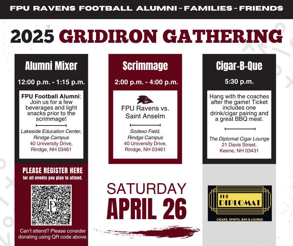 Russell Gaskamp (@coach_gas) on Twitter photo Quick check in for our <a href="/Ravens_FB/">Franklin Pierce Football</a> alumni, friends, and family! Getting closer to our Spring Game as Spring Ball starts for us next week. Get signed today for the Cigar-B-Que social. It will be a one of a kind event and an awesome opportunity to support the program. Quick check in for our <a href="/Ravens_FB/">Franklin Pierce Football</a> alumni, friends, and family! Getting closer to our Spring Game as Spring Ball starts for us next week. Get signed today for the Cigar-B-Que social. It will be a one of a kind event and an awesome opportunity to support the program.