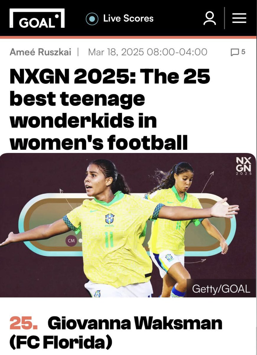 Entre as 25 jovens promessas do futebol feminino mundial. 
Detalhe … a única  jogadora 2009.
Orgulho! 🚀🔥 goal.com/en-us/lists/nx…