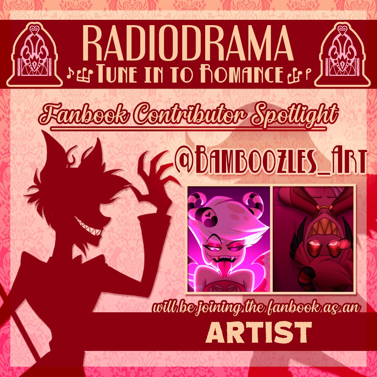 Radiodrama Zine 2025 (@rdzine25) on Twitter photo ✨Contributor Spotlight ✨
Introducing <a href="/bamboozles_art/">Bamboozles (COMMISSIONS OPEN 0/3)</a> as one of our brilliant artists taking part in this fanbook! We’re all very excited to see what they come up with!
#radiodustzine25 #radiodrama25 #hazbinhotel #radiodust ✨Contributor Spotlight ✨
Introducing <a href="/bamboozles_art/">Bamboozles (COMMISSIONS OPEN 0/3)</a> as one of our brilliant artists taking part in this fanbook! We’re all very excited to see what they come up with!
#radiodustzine25 #radiodrama25 #hazbinhotel #radiodust