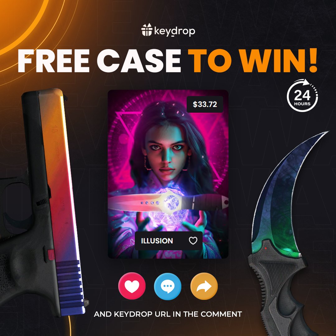 🏆 Ready to grab a FREE case? Just follow these steps 👇

❤️ Like last 3 posts
🤝 Follow us!
🔁 Retweet!

⏰ Wait 24 hours!
⚠️ Remember to add your keydrop profile url in the comments
