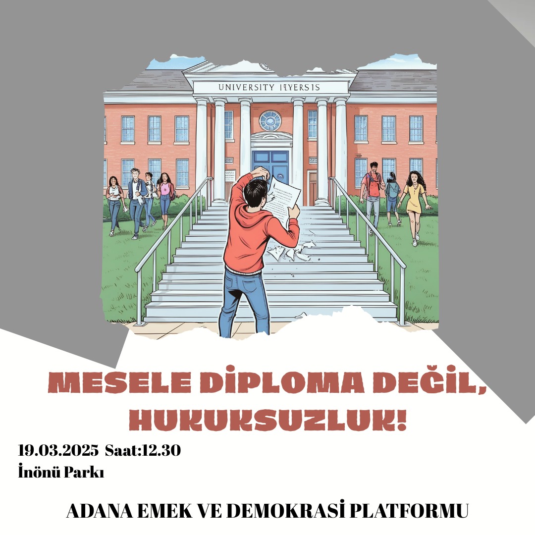 AdanaEMEP's tweet photo. Cumhurbaşkanı adaylığını açıklayan Ekrem İmamoğlu'nun diplomasının iptal edilmesi, Türkiye'de farklı seslere tahammül edilmediğini gösteriyor. Bu durum tüm yurttaşların seçme ve seçilme hakkına yönelik bir darbedir.
Tüm emekçileri bu adaletsizliğe karşı tek ses olmaya çağırıyoruz https://t.co/11YfjWKXu6