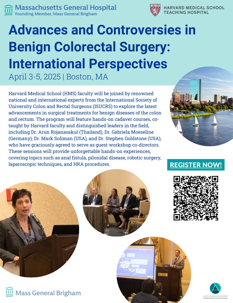Mass General Brigham Professional Development (@massgenbrighcpd) on Twitter photo 2 WEEKS AWAY!
Register TODAY for our CME course "Advances and Controversies in Benign Colorectal Surgery: International Perspectives"!
cpdlearn.massgeneralbrigham.org/course/advance…
<a href="/LilianaBordei/">Liliana Bordeianou, MD, FACS, FASCRS</a> <a href="/ISUCRS1/">ISUCRS</a> <a href="/MGHSurgery/">Mass General Surgery</a> 2 WEEKS AWAY!
Register TODAY for our CME course "Advances and Controversies in Benign Colorectal Surgery: International Perspectives"!
cpdlearn.massgeneralbrigham.org/course/advance…
<a href="/LilianaBordei/">Liliana Bordeianou, MD, FACS, FASCRS</a> <a href="/ISUCRS1/">ISUCRS</a> <a href="/MGHSurgery/">Mass General Surgery</a>