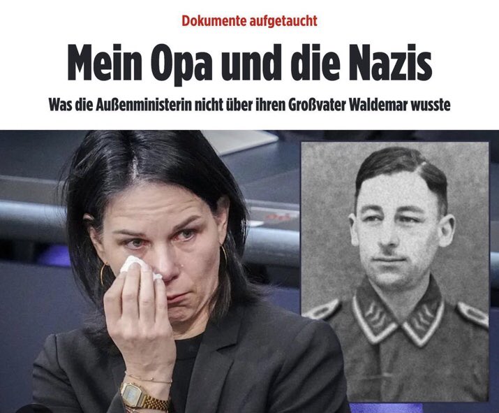Moskau lehnt UN-Kandidatur Baerbocks mit Verweis auf NS-Vergangenheit ihres Großvaters ab.
Jetzt holt die Grünen ihr Palaver von der 'historischen Schuld' ein.
In Germany 🇩🇪 we say: »Tja…«