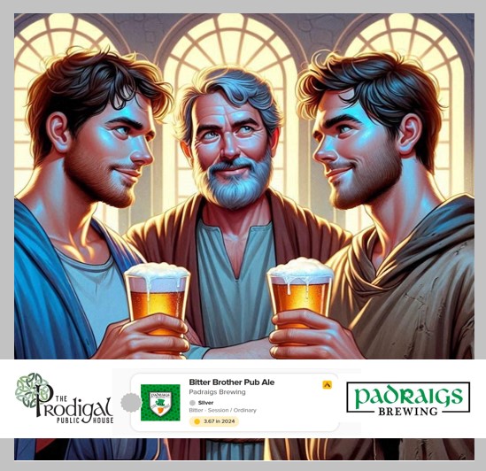 padraigsbrewing's tweet photo. We've won an Untappd Silver Award with our Bitter Brother English Pub Ale that we developed with The Prodigal Pub (Yes, the reference is Biblical) It's on tap at Prodigal and at Padraigs Taproom. Stop in and have a pint of this wonderful session ale! #pubale #englishbeer #beer https://t.co/v5oxhQ5r9K