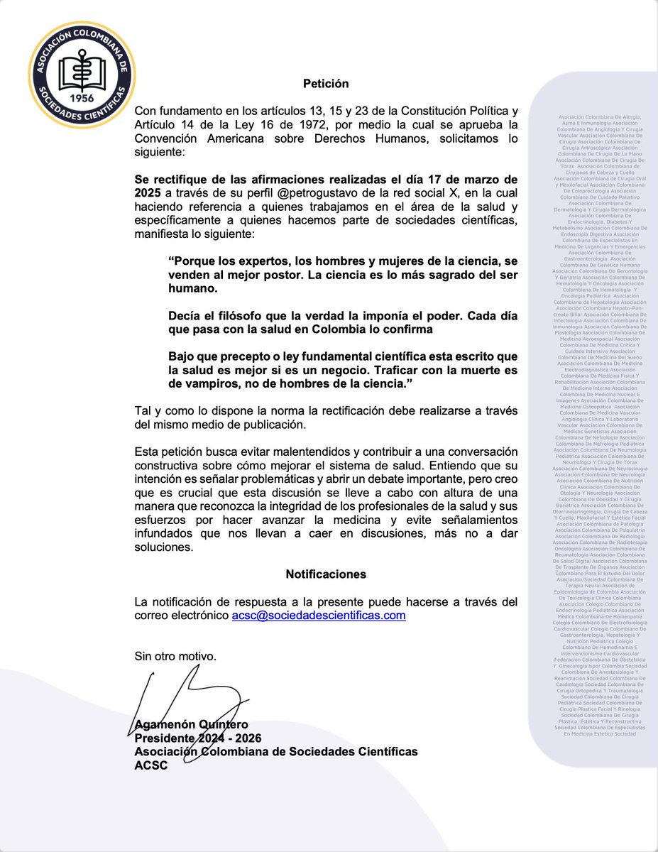 Respuesta al Sr. Presidente de la República Dr. Gustavo Petro.
<a href="/petrogustavo/">Gustavo Petro</a>