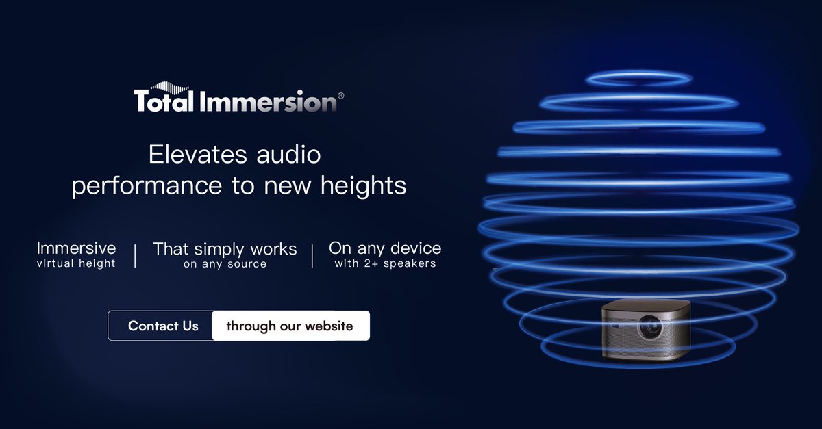 Revolutionize immersive audio with Total Immersion "Virtual Sky Sound." 

No special content or extra hardware—just 360-like sound from any two-channel setup. Powered by Psy(x) psychoacoustic tech, it’s cost-effective and game-changing. 

Demo: info@totalsonics.com