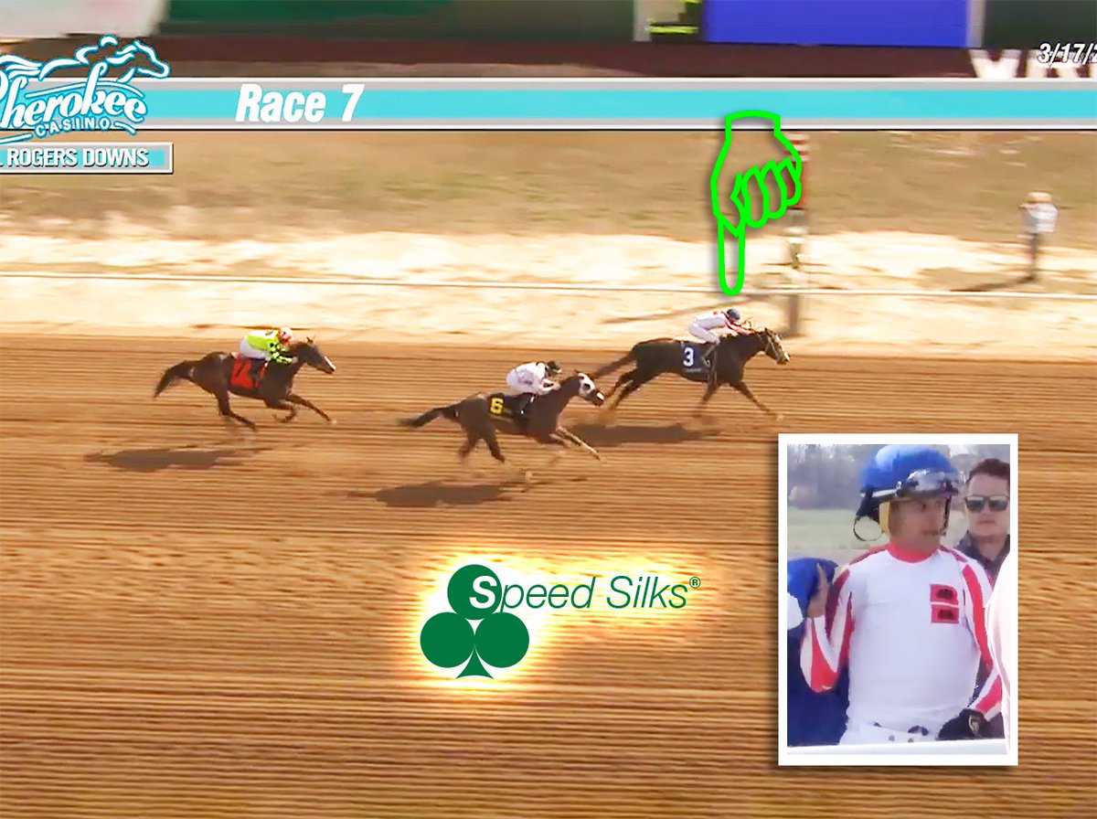 WINNERS wear Speed Silks®! EIREANN wins the Blue Ribbon Stakes at Will Rogers Downs, w/rider Freddy Manrrique in <a href="/SpeedSilks/">Speed Silks</a> brand jockey silks. 3-y-o filly trained by Mark Buehrer; owned by Buehrer and Steve Dupy. Unlock your horse's full potential: use SPEED SILKS, made with