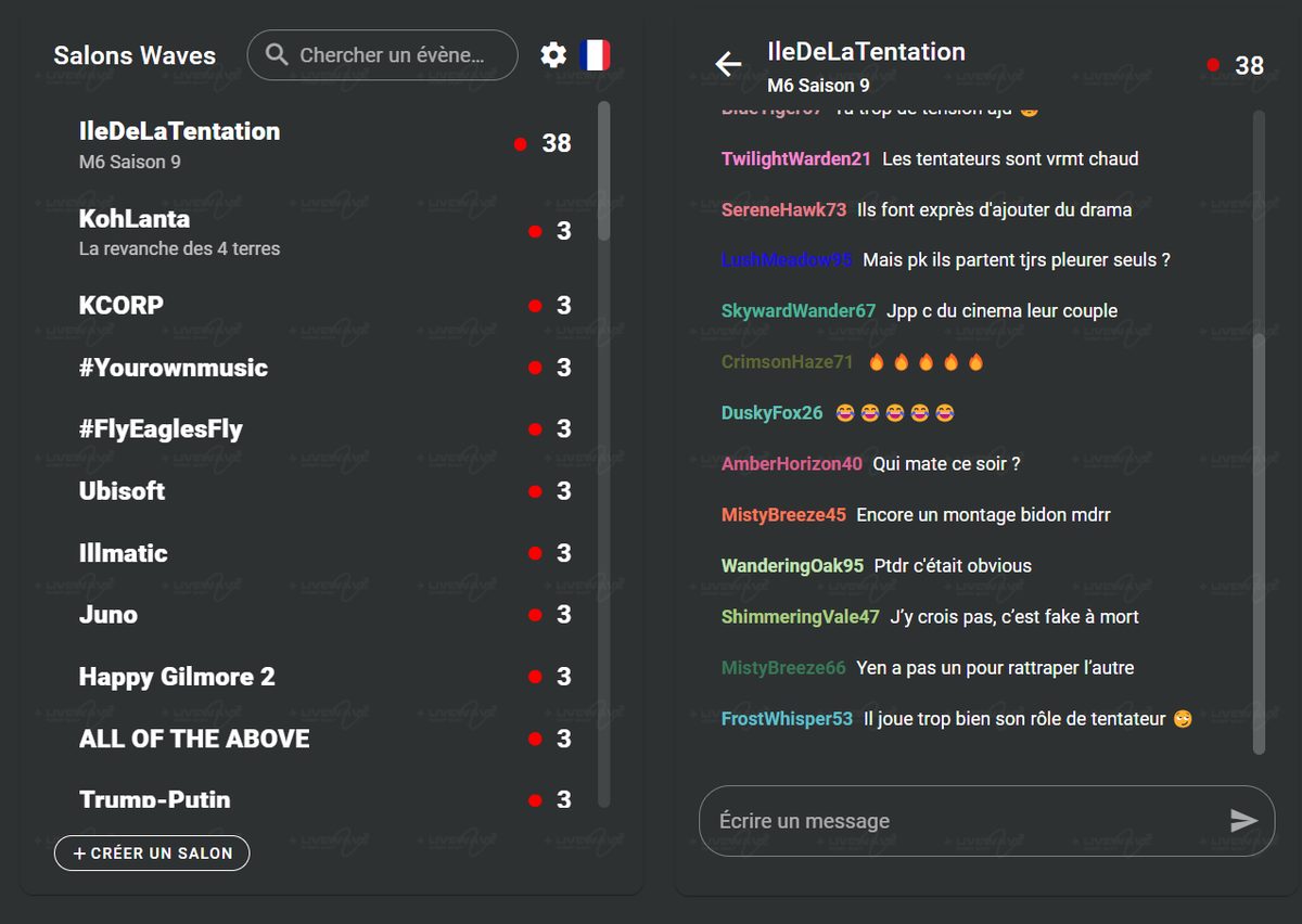 LiveWaveChat's tweet photo. J'ai découvert LiveWave pendant l'Île de la Tentation. Un chat en direct pour discuter avec les autres téléspectateurs en temps réel, super pratique et sans inscription ! Rejoignez-moi sur https://t.co/Q75C7dwh24
#IleDeLaTentation #LiveWave https://t.co/8gClxCZvrb