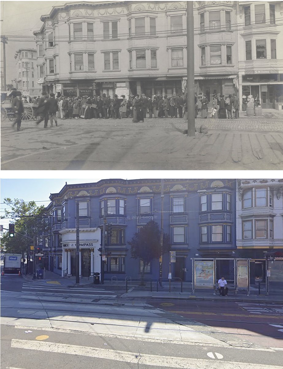 Free food line at Church and Market following the 1906 Earthquake &amp; Fire.