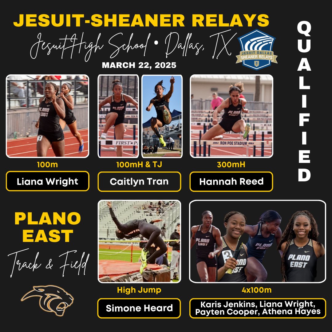 Plano East Cross Country / Track & Field (@planoeastxctf) on Twitter photo Congratulations to our Girls who Qualified for Jesuit this Saturday, March 22nd‼️
<a href="/EastPanthers1/">Plano East Senior High School Panthers</a> <a href="/PESH_Athletics/">Plano East Panthers</a> <a href="/CoachReedXCTF/">Robert Reed</a> Congratulations to our Girls who Qualified for Jesuit this Saturday, March 22nd‼️
<a href="/EastPanthers1/">Plano East Senior High School Panthers</a> <a href="/PESH_Athletics/">Plano East Panthers</a> <a href="/CoachReedXCTF/">Robert Reed</a>