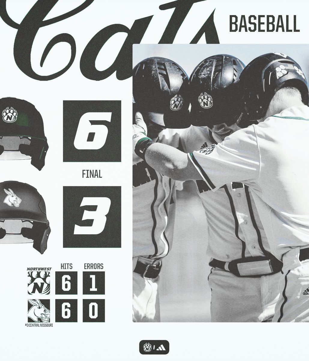 𝙳𝙾𝚆𝙽 𝙶𝙾𝙴𝚂 #𝟹 𝙲𝙴𝙽𝚃𝚁𝙰𝙻 𝙼𝙸𝚂𝚂𝙾𝚄𝚁𝙸‼️

Northwest downs No. 3 UCM, 6-3, behind a stellar outing from Bearcat starter Brock Steggall. 

Miles | 1-4, 💣, 2 RBI
D. Hufft | 1-2, 2 BB, RBI
Williams | 1-3, 2B, RBI

#OABAAB