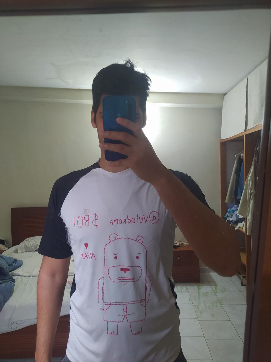 velodroma's tweet image. Since I made my own BOI shirt, I can't stop wearing it, and everyone keeps looking at the amazing art I created. @hakikiceo  if you want one, retweet it, and I'll send it to your house! @Boithebear