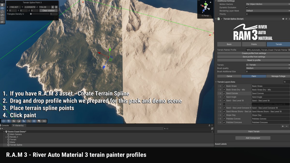 NatureDeveloper's tweet image. Hi! We released an addon - FREE if you have Coast Environment.  4k ground, decals textures, terrain stamps, new terrain demo scenes, and profiles for R.A.M 3. 
assetstore.unity.com/packages/2d/te…
#gamedev #indiedev #gameprogramming #gamedesign #unity3d  #3dart #indiegame #IndieGameDev…